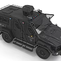 Black SWAT Armored Vehicle With Tactical Equipment
