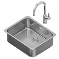 Stainless Steel Kitchen Sink With Modern Faucet And Square Design For Home Kitchen Use