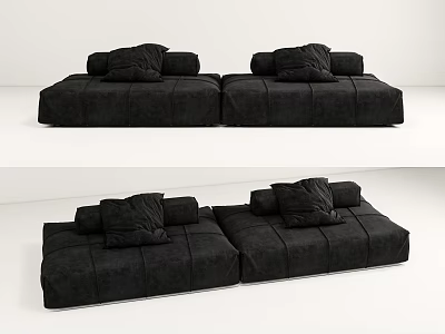 Modern Black Modular Sectional Sofa With Plush Cushions And Contemporary Design 3d model