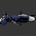 Blue And White Mini Dirt Motorcycle With Blue Seat And Large Off Road Tires