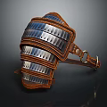 Samurai Style Leather Arm Guard With Layered Metal Plates And Buckle Straps