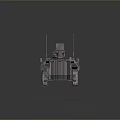 Military Wheeled Tank With Orange Cargo Container Antennas And Metal Armor