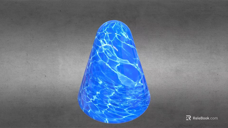 Blue Cone Shaped Object With Water Ripple Texture Against Gray Background 3d model 