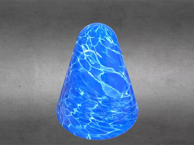 Blue Cone Shaped Object With Water Ripple Texture Against Gray Background 3d model