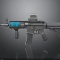 Modern Tactical Assault Rifle With Blue Digital Display Tactical Scope Magazine And Ergonomic Grip
