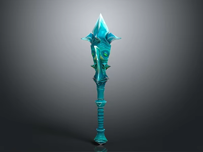Turquoise Fantasy Weapon with Pointed Tip Ornate Design and Enchanted Details 3d model