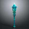 Turquoise Fantasy Weapon with Pointed Tip Ornate Design and Enchanted Details