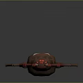 3D Spider Model With Red Legs White Cross On Brown Body And Red Eyes