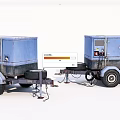 Blue Industrial Trailer Mounted Generators With Wheels And Control Panels 3d model