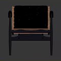 Modern Tufted Chair with Upholstered Backrest and Seat and Sturdy Armrests on Dark Frame