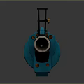Futuristic Blue Silver Mechanical Weapon With Copper Accents And Black Handle
