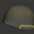 Vintage USN Military Helmet With Red Logo And Orange Strap Detail