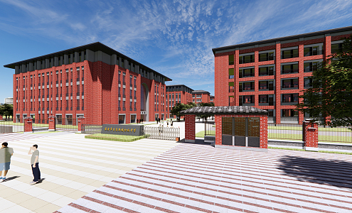 modern school middle school building 3d model