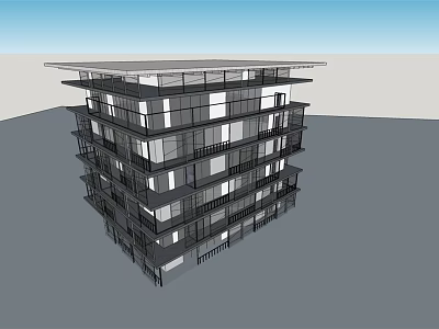 Modern Commercial Complex With Multi Storey Architecture Large Glass Windows And Balconies 3d model