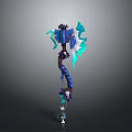Fantasy Blue Green Dragon Themed Warhammer With Glowing Crystal Accents And Long Handle
