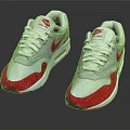 Nike White Red Lace Up Air Cushion Swoosh Logo Casual Sports Sneakers