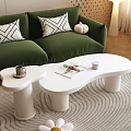 Modern coffee table cream coffee table side table combination 3d model