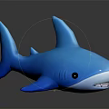 Blue Shark Toy Figure With Fin Tail and Black Eyes on Reflective Black Surface