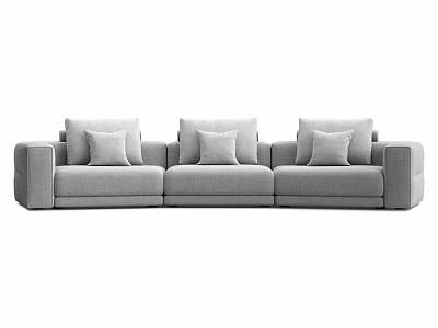 Comfortable Gray Double Sofa With Three Soft Pillows Modern Interior Design 3d model