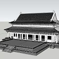Ancient Architecture With Traditional Roof Design White Walls Stone Steps And Wooden Pillars