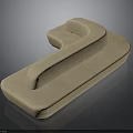Elegant Beige Upholstered Curved Sofa With Modern Design And Smooth Surface