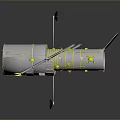 3D Model of Spacecraft With Blue Solar Panels White Body Yellow Lines and Antenna