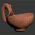 Red Swan Shaped Sculpture Bowl With Curved Neck Handle And Artistic Craftsmanship