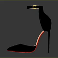 Stylish Women's Black High Heels With Ankle Strap And Red Sole Design