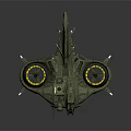 3D Rendered Green Sci Fi Spaceship With Large Circular Thrusters And Complex Mechanical Details