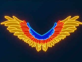 wings neon wings decorative lights 3d model