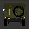 Green US Military Jeep With Canvas Top Brown Seats And Star Logo