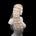 Game Movie Character 3D Model With Long Blonde Curly Hair Upper Body In Black Background