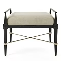 Modern Accent Stool With Black Frame Armrests Light Upholstery And Metal Accents Design