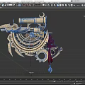 Intricate Mechanical Weapon With Gears Telescope Crescent Moon Feather And Gear Structure
