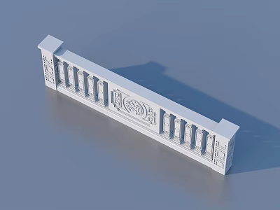 Carved Decorative Railing Featuring Classical Ornate Patterns Vertical Bars And Smooth White Surface 3d model