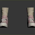 Pair of Pink Lace Up Casual Shoes With Beige Long Socks And White Soles