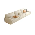 Modern Beige Three Seater Sofa With Colorful Cushions And Decorative Pillows