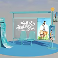 Blue Sun Protection Themed Photo Check In Spot With Canopy Screen And Seats