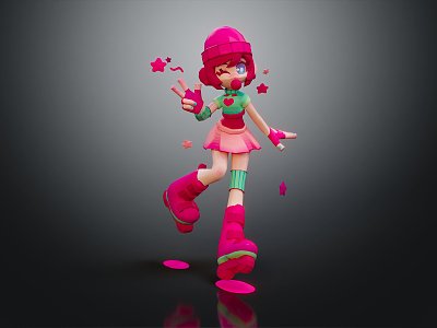 Modern Anime Character Cartoon Girl Cartoon Girl 3d model