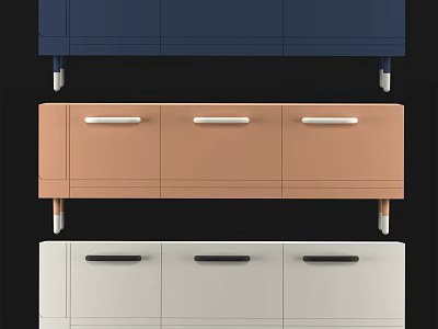 Modern TV Stand with Different Colors Blue Brown White Drawers and Legs 3d model