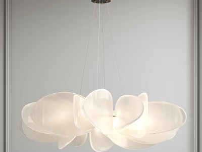 Modern White Petal Shaped Chandelier With Transparent Acrylic Shades For Interior Decoration 3d model