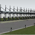 Modern Metal Frame Canopy Covering EV Charging Stations in Parking Area