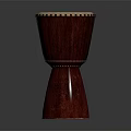 Traditional Red Djembe Drum With White Drumhead And Carved Wooden Body