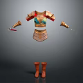 Ancient Warrior Armor Set With Chest Plate Shoulder Guards Weapons And Boots 3d model