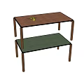 Wooden Dining Table With Smooth Tabletop And Sturdy Legs Featuring Wooden Tray With Apples