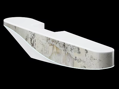 Modern Reception Desk With Sleek Curved Design And Natural Marble Texture 3d model