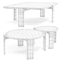 Modern Coffee Tables With Round Marble Top And Dark Wooden Legs Design
