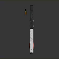 Futuristic Mechanical Weapon With White Black Body And Red Circular Component