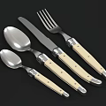 Stainless Steel Cutlery Set With Ivory Handles Including Spoon Knife And Fork