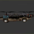 Sci Fi Modified Vehicle With Rustic Exterior Mechanical Wings And Glowing Blue Lights 3d model